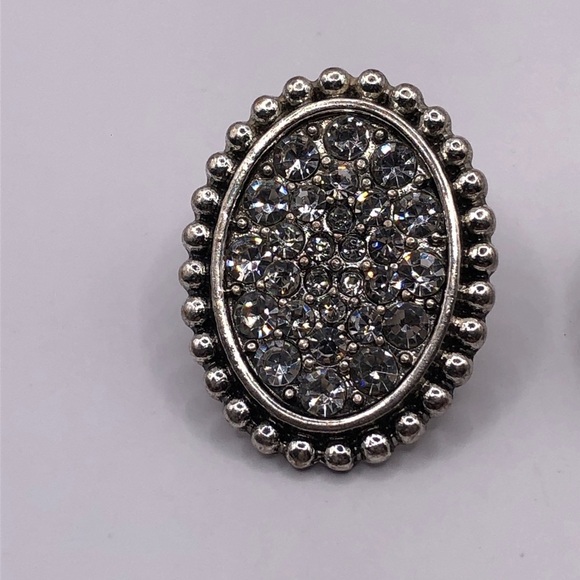 Crystal Rhinestone Large Oval Earrings - Picture 2 of 7